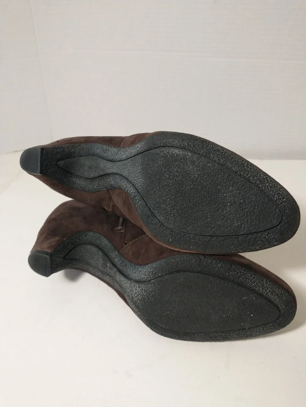 Women's Brown‎ Suede Leather Ankle Boots, Size 10, Heeled, Rounded Toe